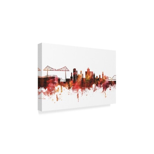 Michael Tompsett 'Middlesbrough England Skyline Red' Canvas Art,16x24